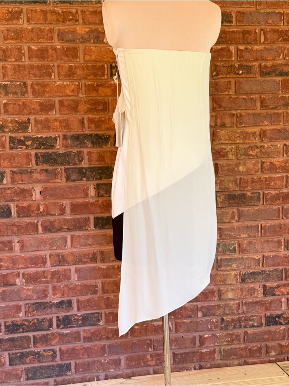 Mason Silk Strapless Mini Dress 2 NWT | Asymmetrical Colorblock Chic - Picture 7 of 13